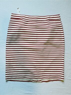 J. Crew Red & Cream Striped Pencil Skirt